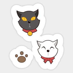 black white cat cartoon Sticker